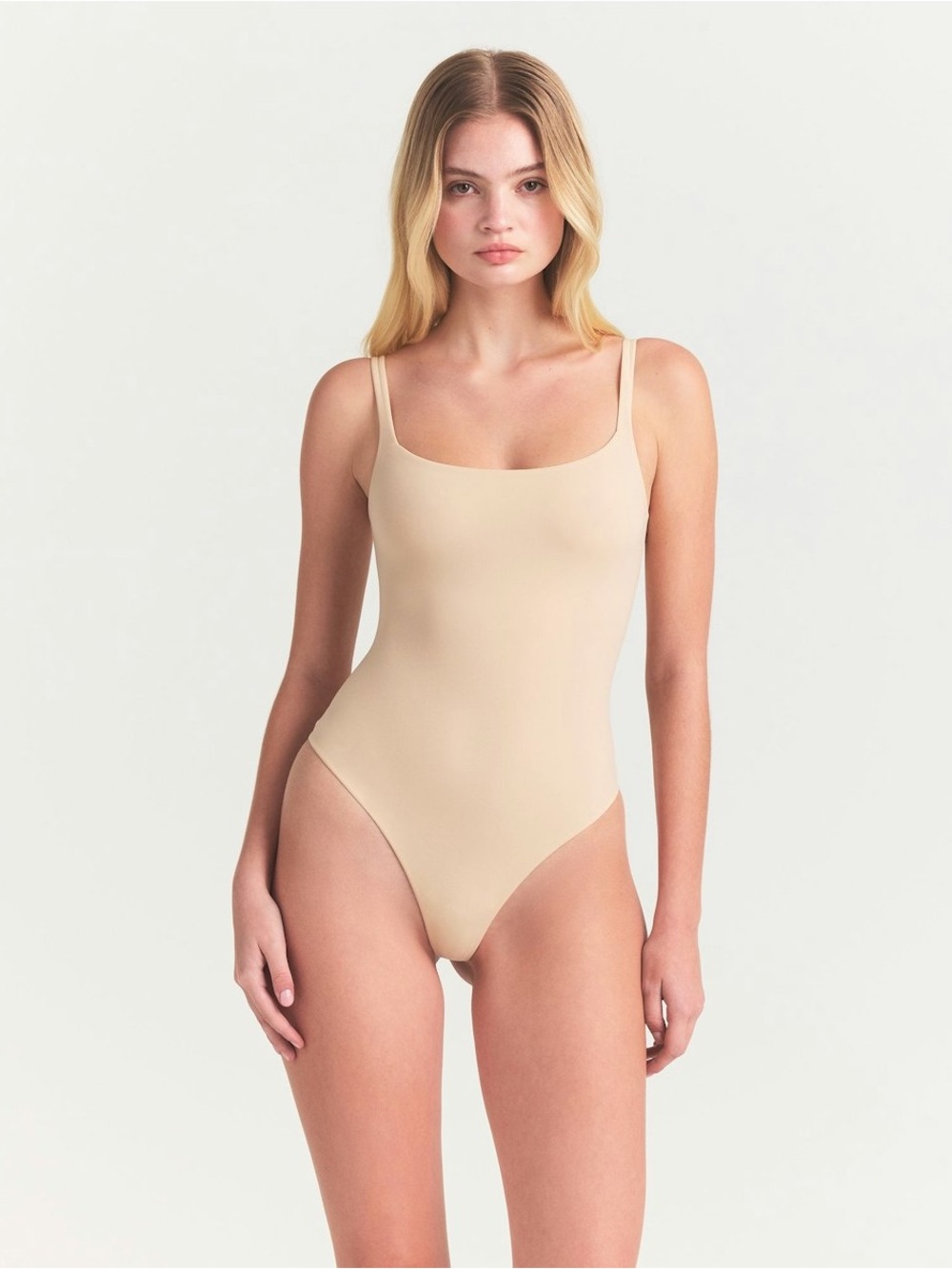 NEW SKIMS FITS EVERYBODY SQUARE NECK BODYSUIT IN SAND S